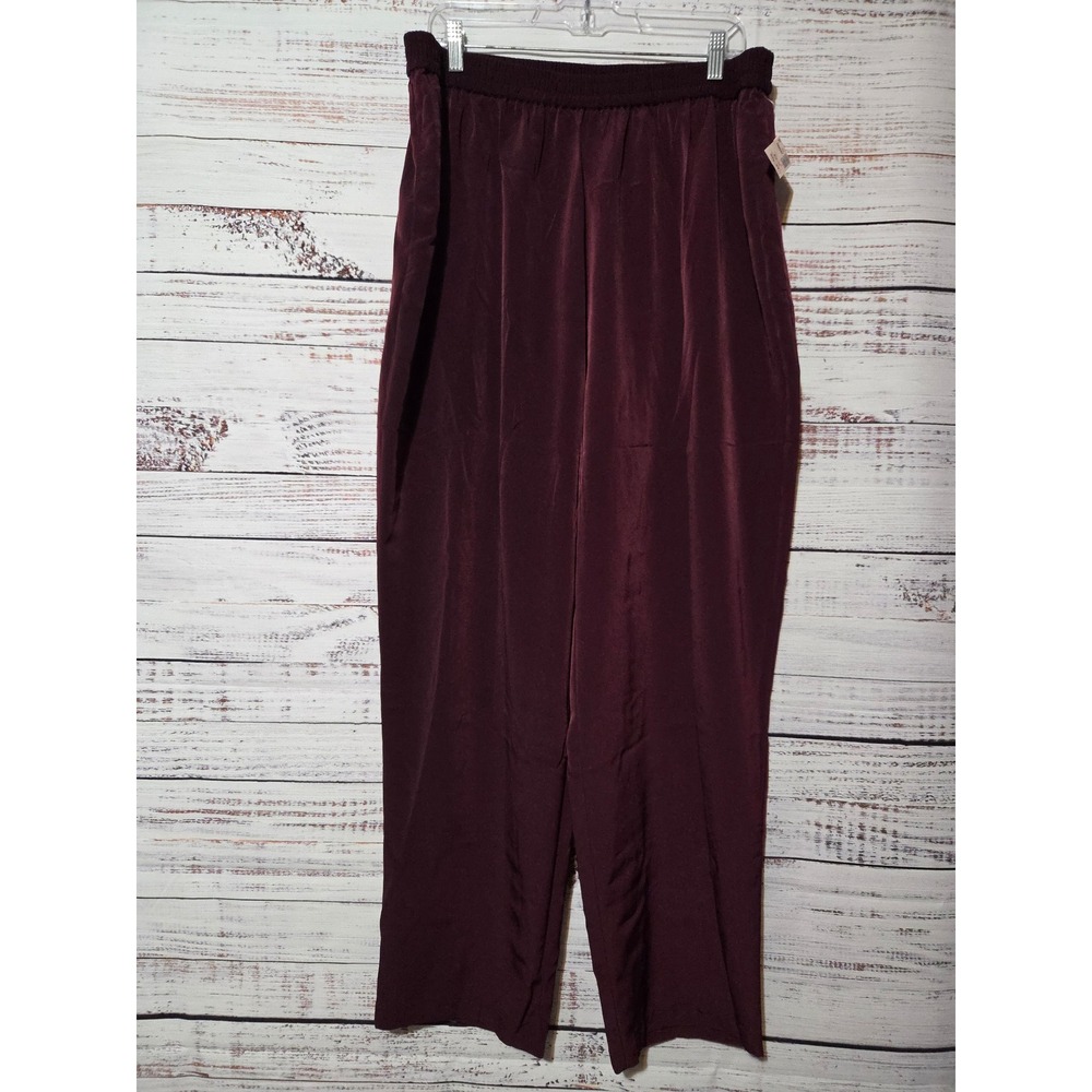 Dressbarn Womens 2X Burgundy Elastic Waist Straight Leg Trousers NWT 18/20W